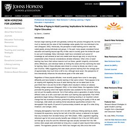 The Role of Aging in Adult Learning: Implications for Instructors in Higher Education