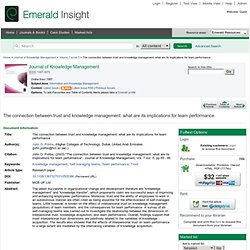 The connection between trust and knowledge management: what are its implications for team performance
