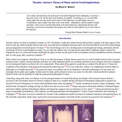 Theodor Adorno's Theory of Music and its Social Implications - Schoenberg, jazz, twelve-tone, atonal, fetish character, Berg