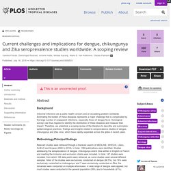 PLOS 16/07/18 Current challenges and implications for dengue, chikungunya and Zika seroprevalence studies worldwide: A scoping review