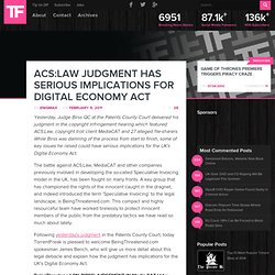 ACS:Law Judgment Has Serious Implications for Digital Economy Act
