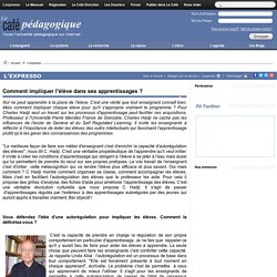 Comment impliquer l'élève dans ses apprentissages ?