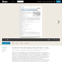 State of the Art Novel InFlow Tech 1 Gearturbine 2 Imploturbocompressor PDF