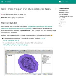 CSV - Import/export d'un style catégorisé QGIS - Geotribu