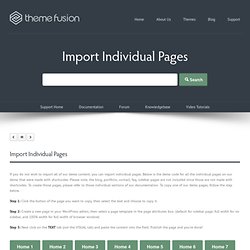 Import Individual Pages - Theme Fusion