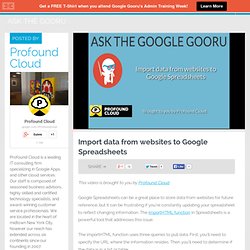 Import data from websites to Google Spreadsheets