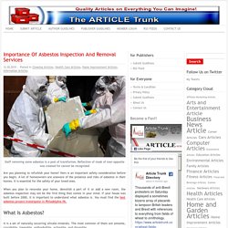 Importance Of Asbestos Inspection And Removal Services