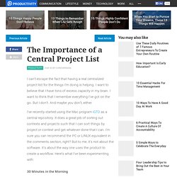 The Importance of a Central Project List - Stepcase Lifehack