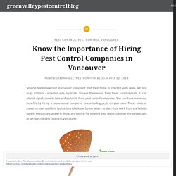 Know the Importance of Hiring Pest Control Companies in Vancouver