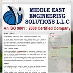 Importance of flow control valves & Acoustic Louvers and Doors