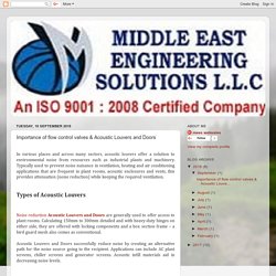 Importance of flow control valves & Acoustic Louvers and Doors