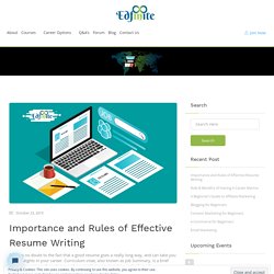 Importance and Rules of Effective Resume Writing - Edfinite
