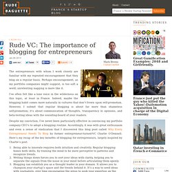 Rude VC: The importance of blogging for entrepreneurs