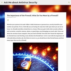 The Importance of the Firewall. What Do You Mean by a Firewall?