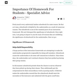 Importance Of Homework For Students - Specialist Advice