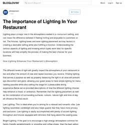The Importance of Lighting In Your Restaurant