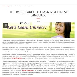 THE IMPORTANCE OF LEARNING CHINESE LANGUAGE -