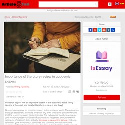 Importance of literature review in academic papers Article