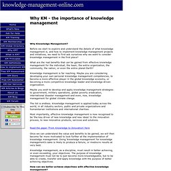 The importance of Knowledge Management