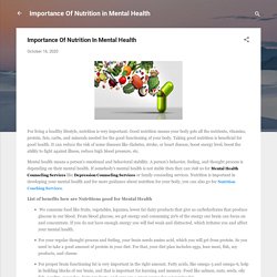 Importance Of Nutrition In Mental Health