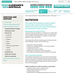 Importance of good nutrition and ensuring a person with dementia is well nourished