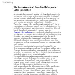 The Importance And Benefits Of Corporate Video Production