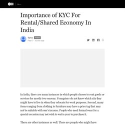 Importance of KYC For Rental/Shared Economy In India