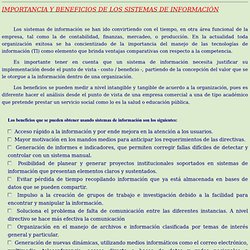 IMPORTANCIA Y BENEFICIOS DE LOS SISTEMAS DE INFORMACIÓN