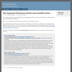 Social Selves - Two important PR history articles now available online