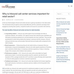 Why is Inbound call center services important for retail sector? - Call2customer