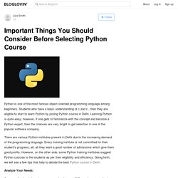 Important Things You Should Consider Before Selecting Python Course