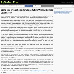 Some Important Considerations While Writing College Level Essay