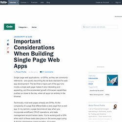 Important Considerations When Building Single Page Web Apps