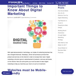 Important Things to Know About Digital Marketing ~ Engage Online