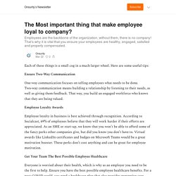 The Most important thing that make employee loyal to company? - Onsurity’s Newsletter