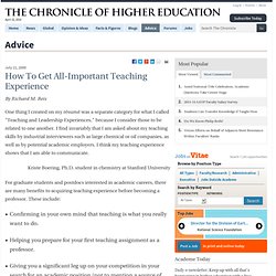 How To Get All-Important Teaching Experience - Advice