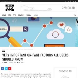 Very Important On-Page Factors all users should know - My Blog
