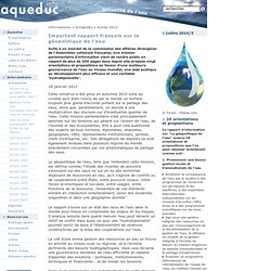 Important rapport français sur la géopolitique de l'eau