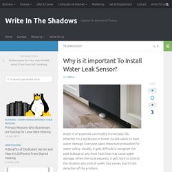 Why is it important To Install Water Leak Sensor? - Write In The Shadows