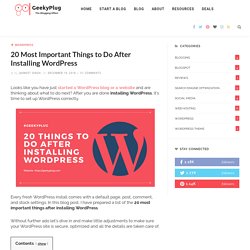 20 Most Important Things to Do After Installing WordPress - GeekyPlug