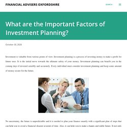 What are the Important Factors of Investment Planning?