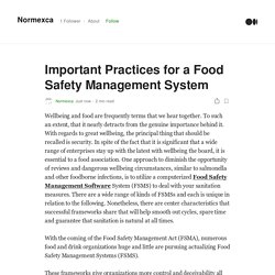 Important Practices for a Food Safety Management System