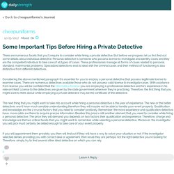 Some Important Tips Before Hiring a Private Detective