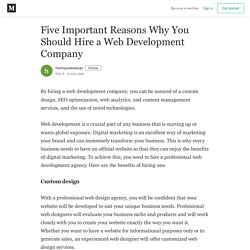 Five Important Reasons Why You Should Hire a Web Development Company