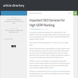 Important SEO Services For High SERP Ranking