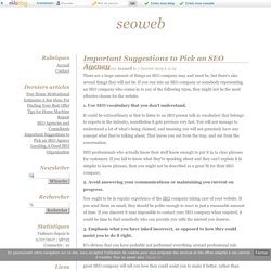 Important Suggestions to Pick an SEO Agency - seoweb