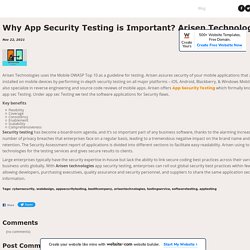 Why App Security Testing is Important? Arisen Technologies - Arisen Technologies - Best IT Company