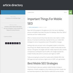 Important Things For Mobile SEO
