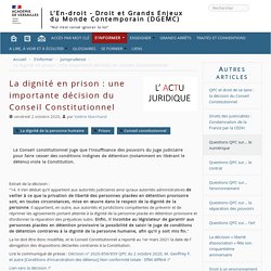 La dignité en prison : une importante décision du Conseil Constitutionnel