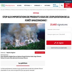 Stop aux importations de produits issus de l'exploitation de la forêt amazonienne !